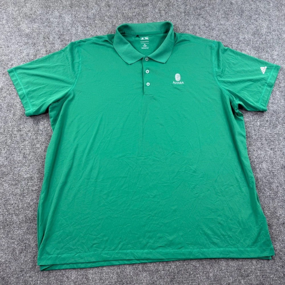 Adidas Golf Polo Shirt 3XL Green Aviara Puremotion Short‎ Sleeve Men's